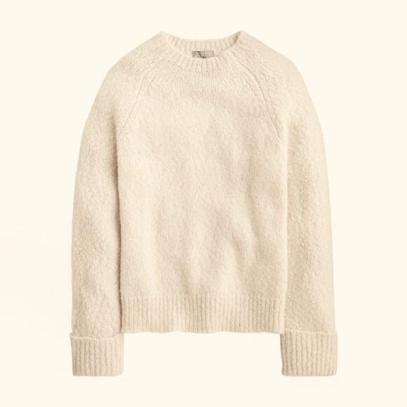 J. Crew Alpaca Cuffed Mockneck Sweater in Ivory - Picture 2 of 11